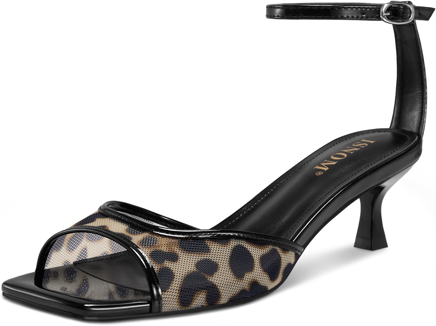 ISNOM Womens Mesh Kitten Heels Sandals for Summer Comfort