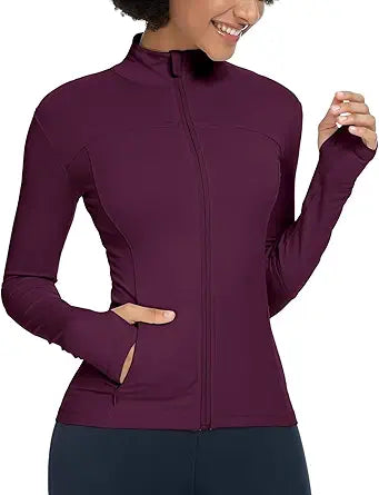 QUEENIEKE Womens Running Jackets Full Zip Up Gym Yoga Top