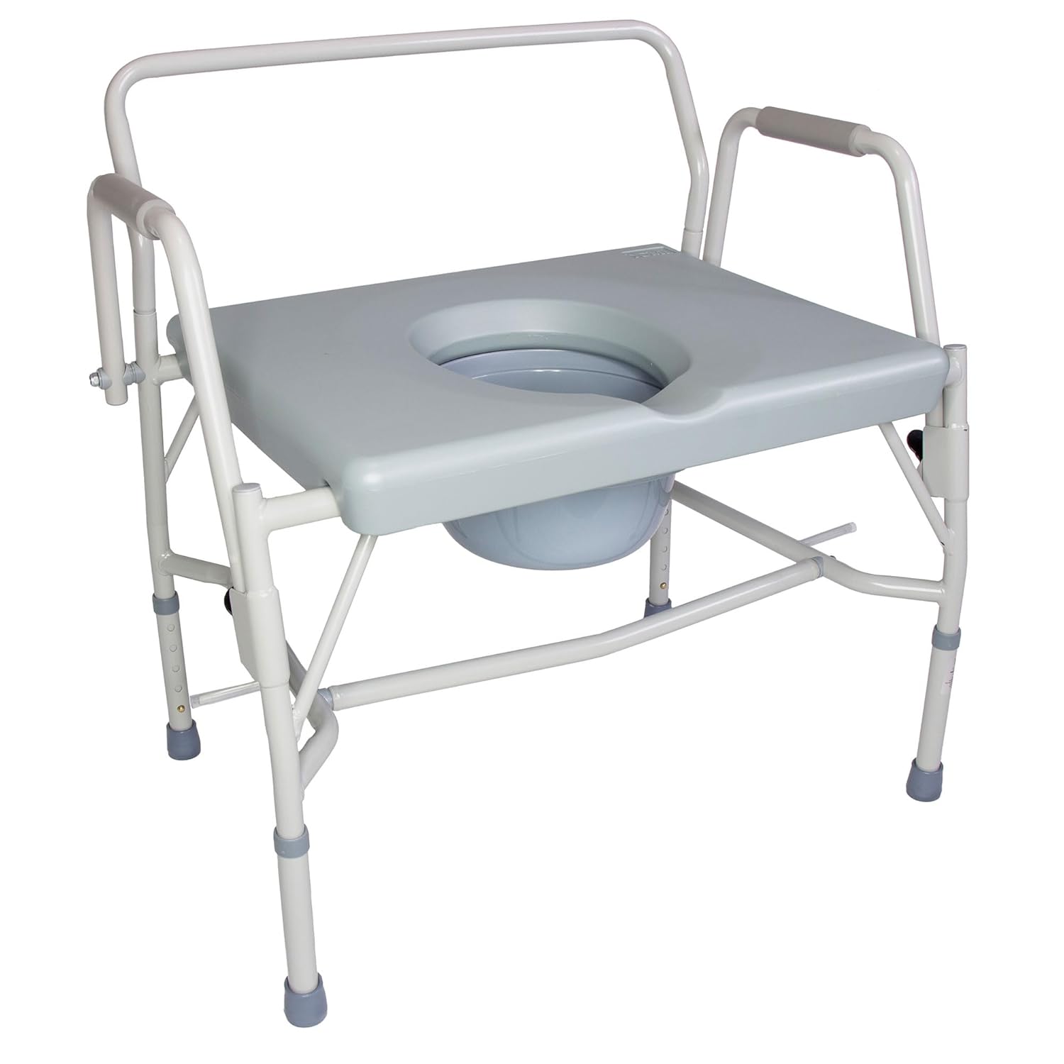 Extra-Wide Drop Arm Commode, 500 lb Capacity, Elderly Assistance, Grey