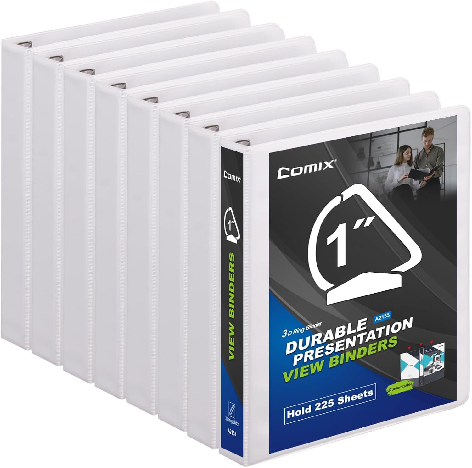 Comix Sturdy 3-Ring Binder 1-inch D Ring Binders for 225 Sheets
