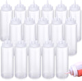 32 oz Squeeze Bottle 16 Pack - Wide Mouth Condiment Dispensers