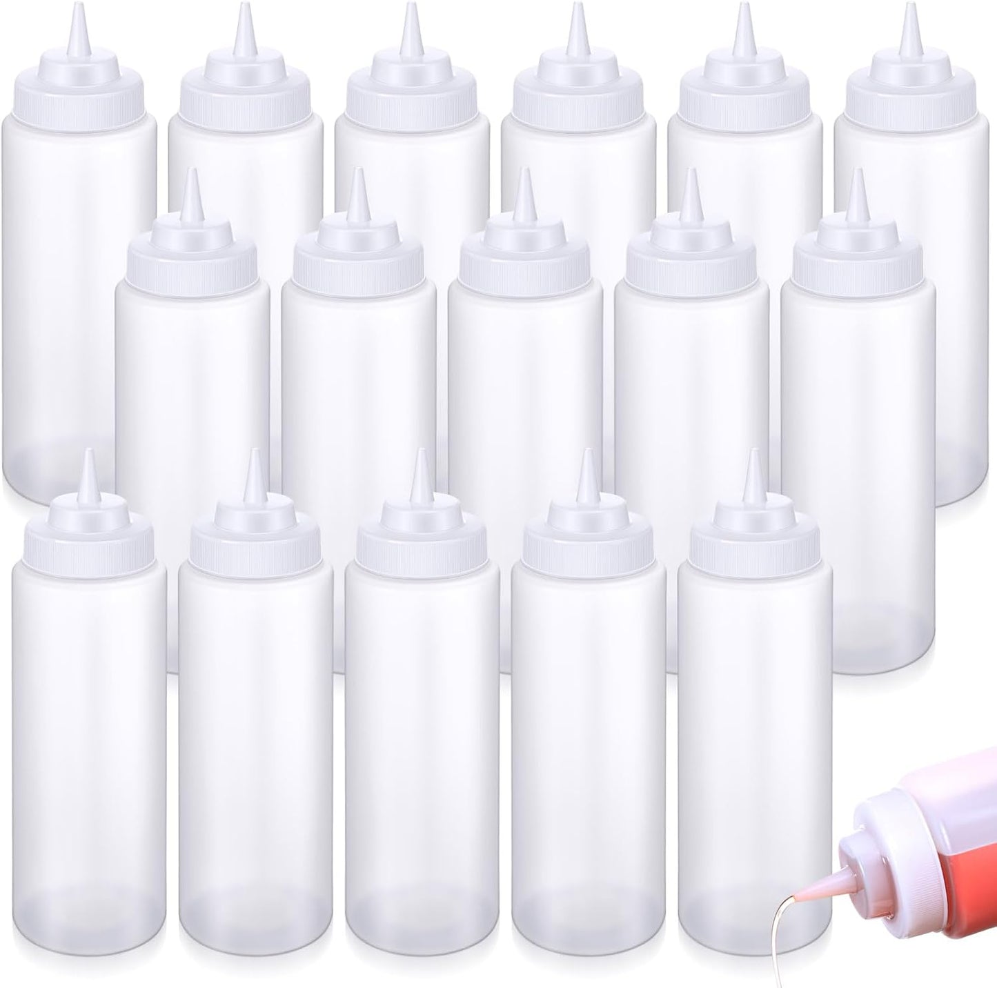 16 Pcs 32 oz Squeeze Bottle Set for Sauces and Condiments