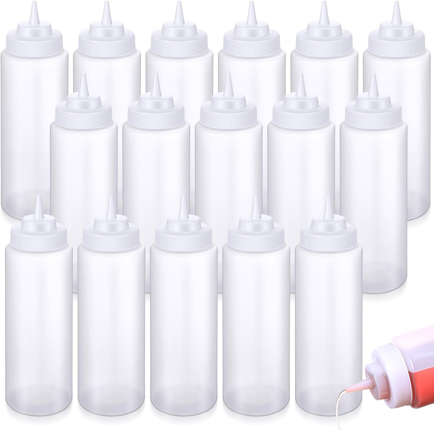 16 Pcs 32 oz Squeeze Bottle Set for Sauces and Condiments