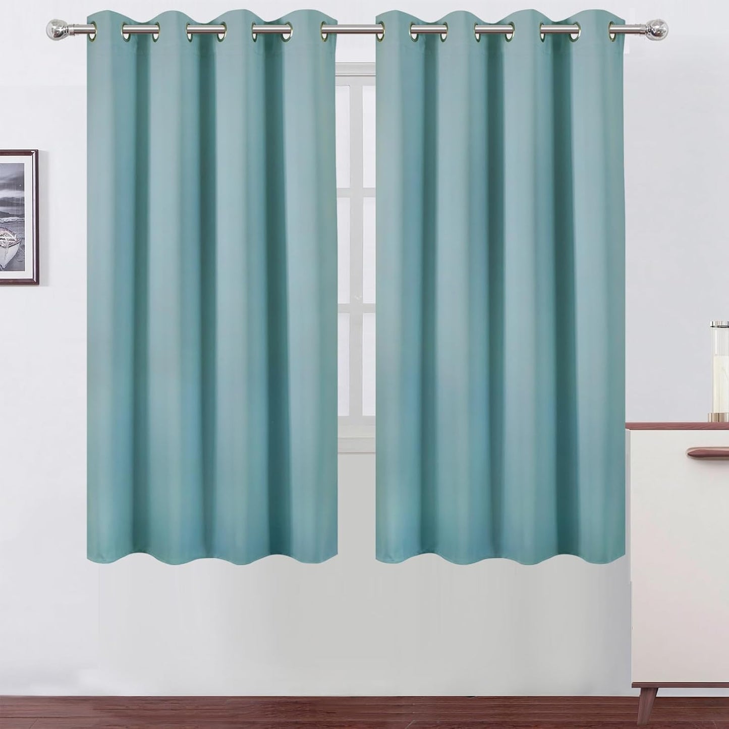 LEMOMO Stone Blue Blackout Curtains for Bedroom - 66 x 63 Inch