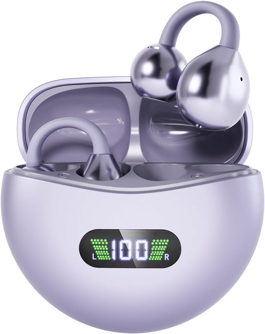 HD Sound Wireless Earbuds - Low Latency, 60H Playback, Water-Resistant - Purple