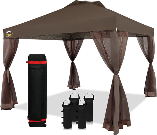 CROWN SHADES 10x10 Pop-Up Canopy with Netting: Ultimate Outdoor Comfort