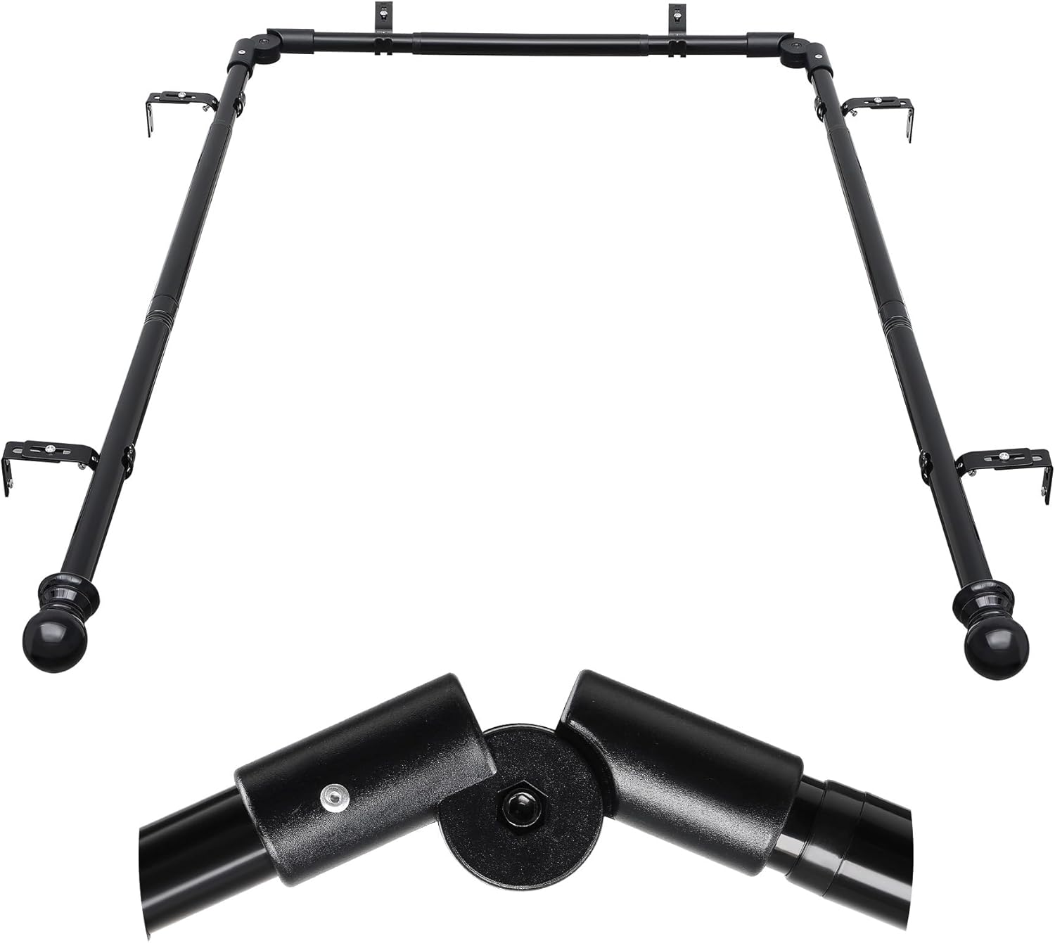 Adjustable U-Shaped Black Curtain Rod - 59-184, Renter Friendly