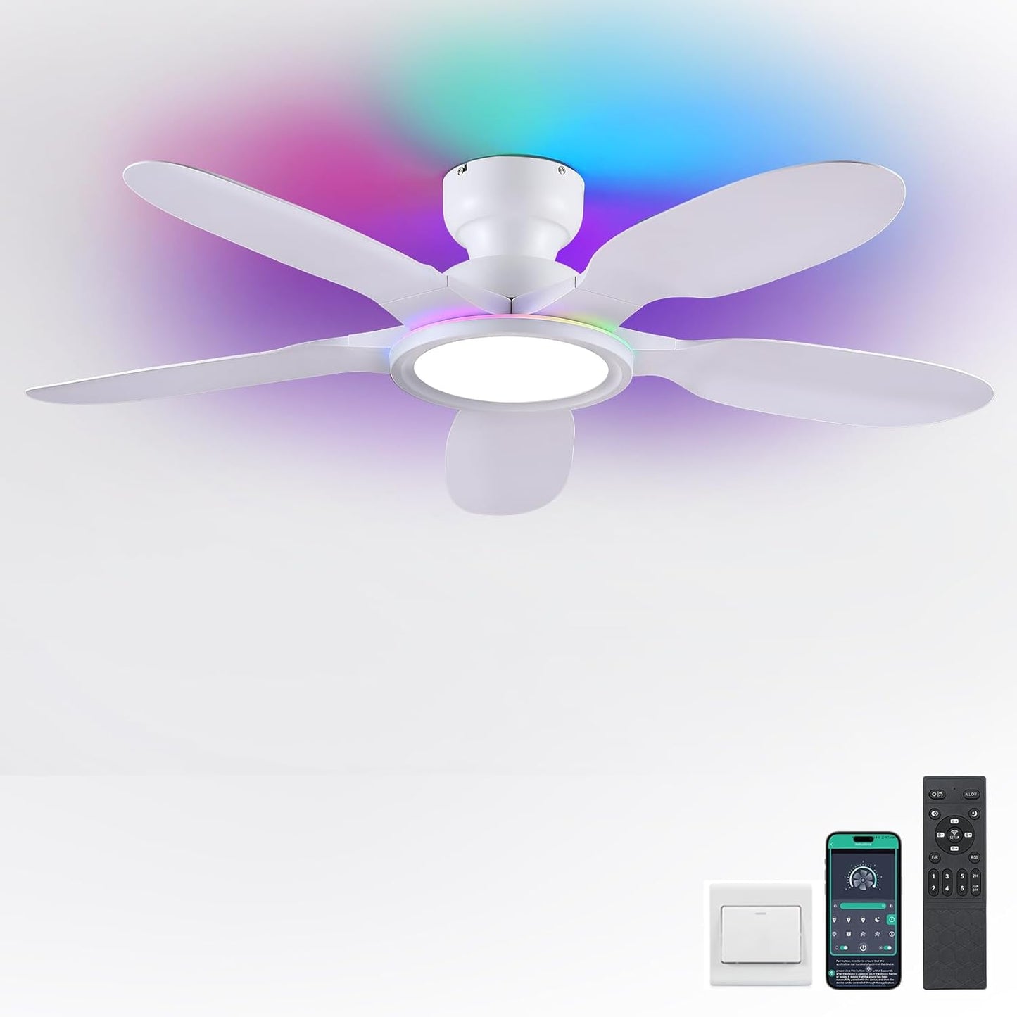 52 Inch Ceiling Fan with Lights and Remote Control for Home
