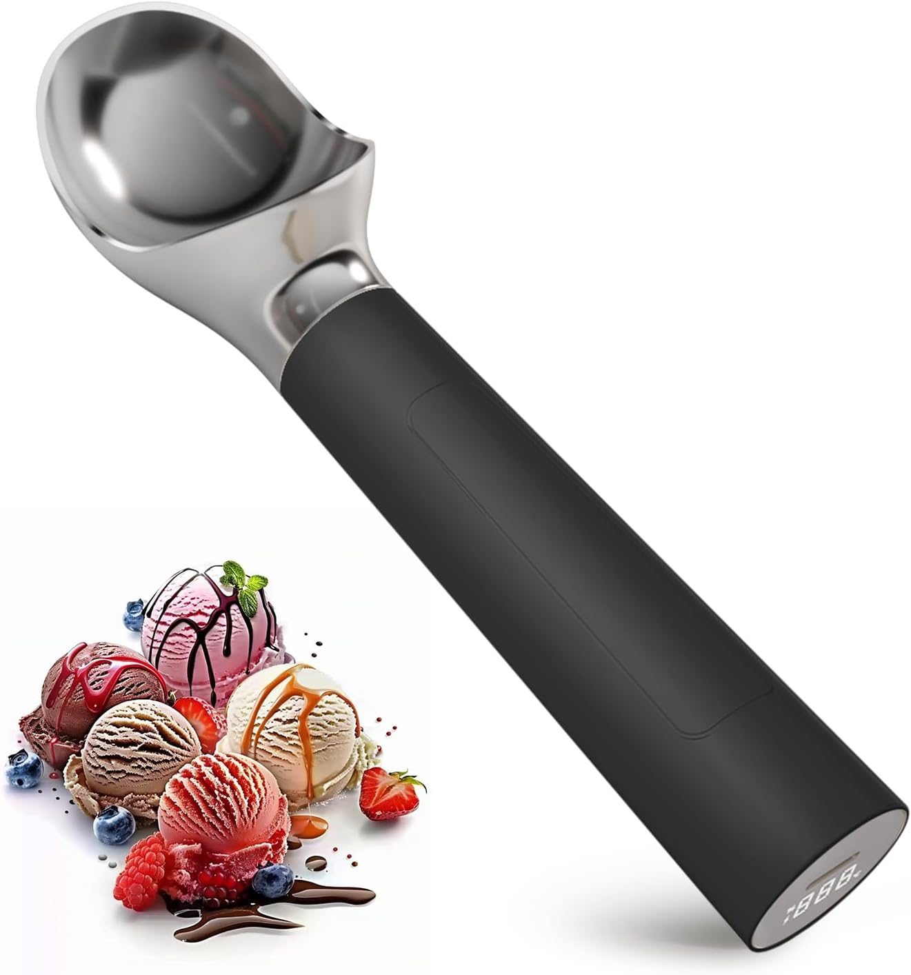 Heated Ice Cream Scoop for Effortless Scooping and Flavor