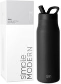Simple Modern Water Bottle with Straw lid - Insulated 34oz Midnight