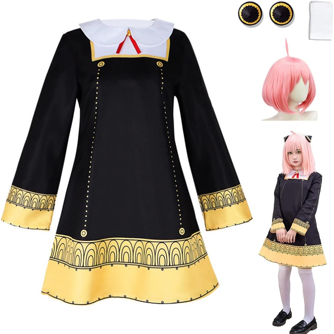 Anya Costume Girls Cosplay Dress with Wig and Accessories