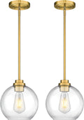 2 Pack Pendant Lights Kitchen Island - Gold Globe Glass Pendants