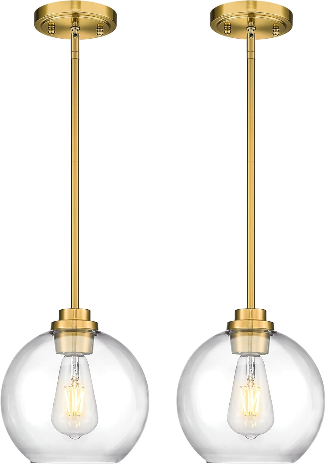 2 Pack Pendant Lights Kitchen Island with Clear Glass Shade