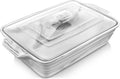 MALACASA Large Casserole Dish with Lid, 4.4 Quart Ceramic Baking Dish