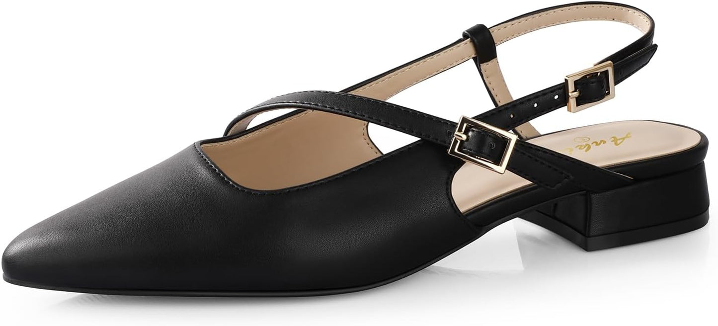 Ankis Slingback Flats for Women with 1Inch Low Heels