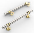 Brushed Satin Nickel and Gold Cabinet Pulls 5 in Centers - Two-Tone