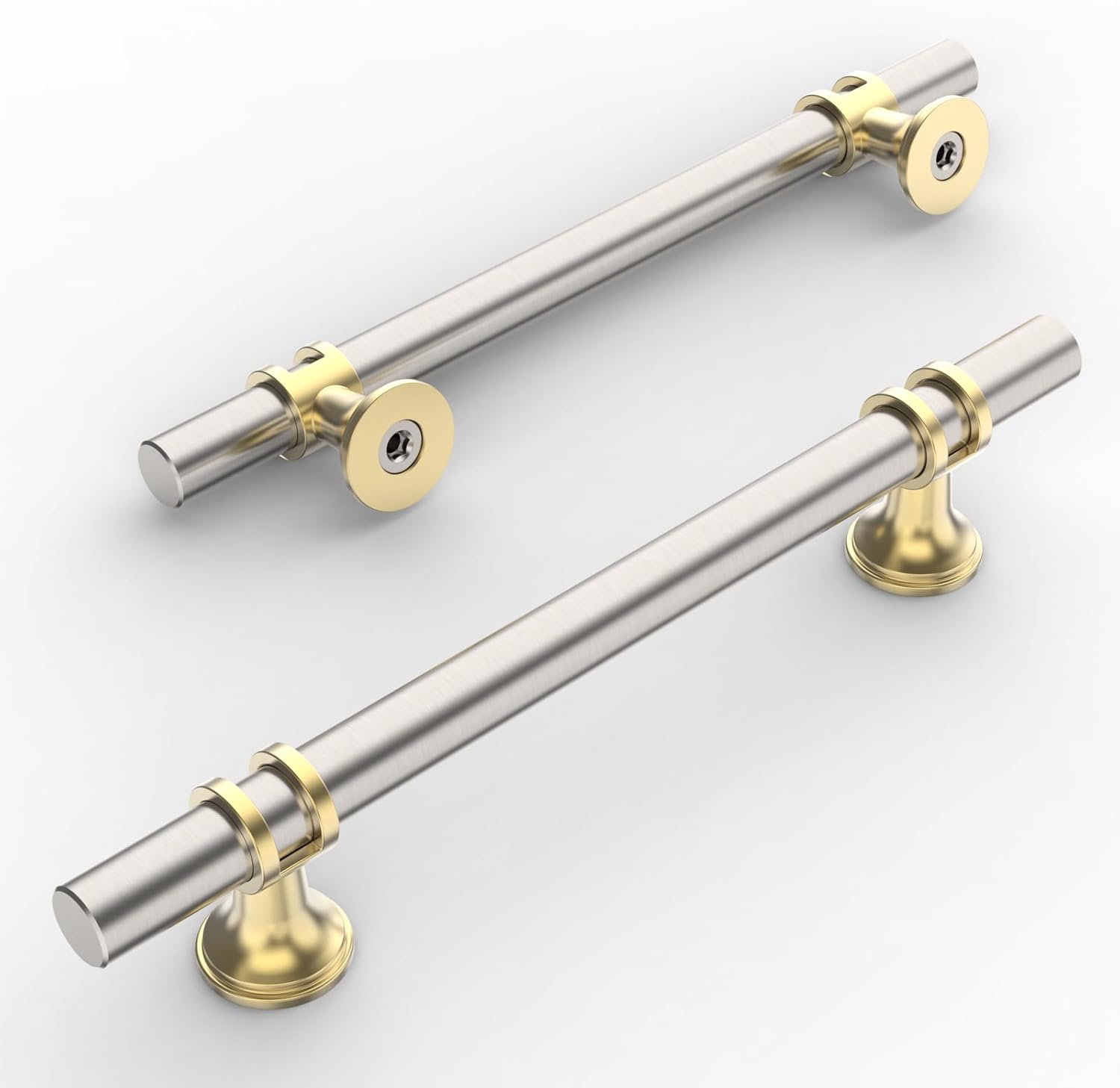 Amerdeco 10 Pack Brushed Satin Nickel and Gold Cabinet Pulls