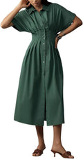 Yeokou Shirt Dress for Women - Casual Maxi Sundress with Pockets