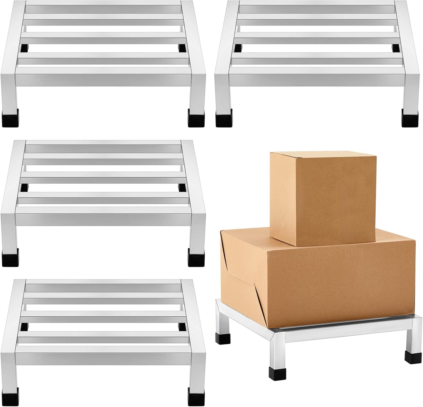 Stainless Steel Dunnage Rack 4 Pack for Heavy Duty Storage