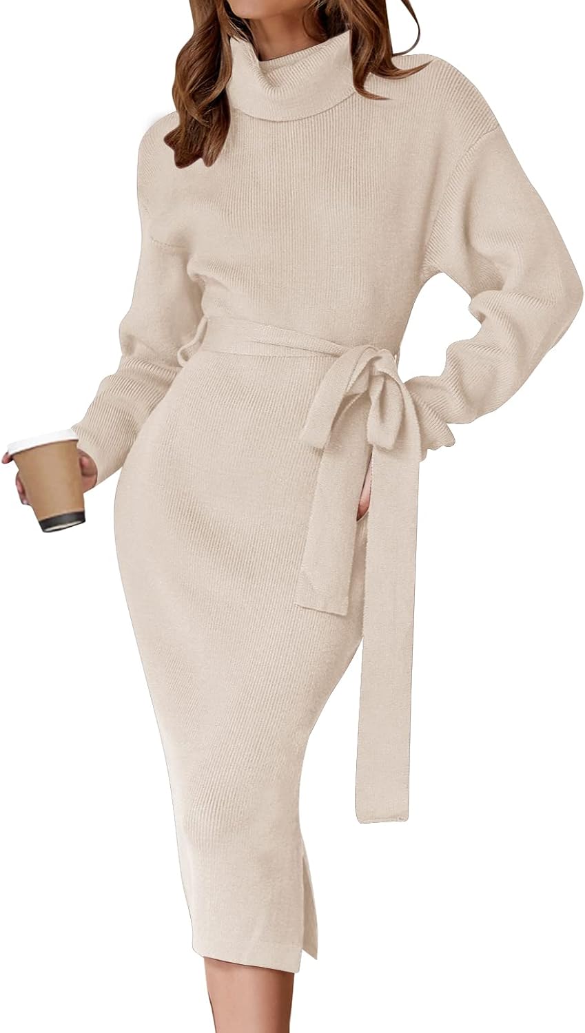 Stylish Women's Turtleneck Sweater Midi Dress for All Occasions