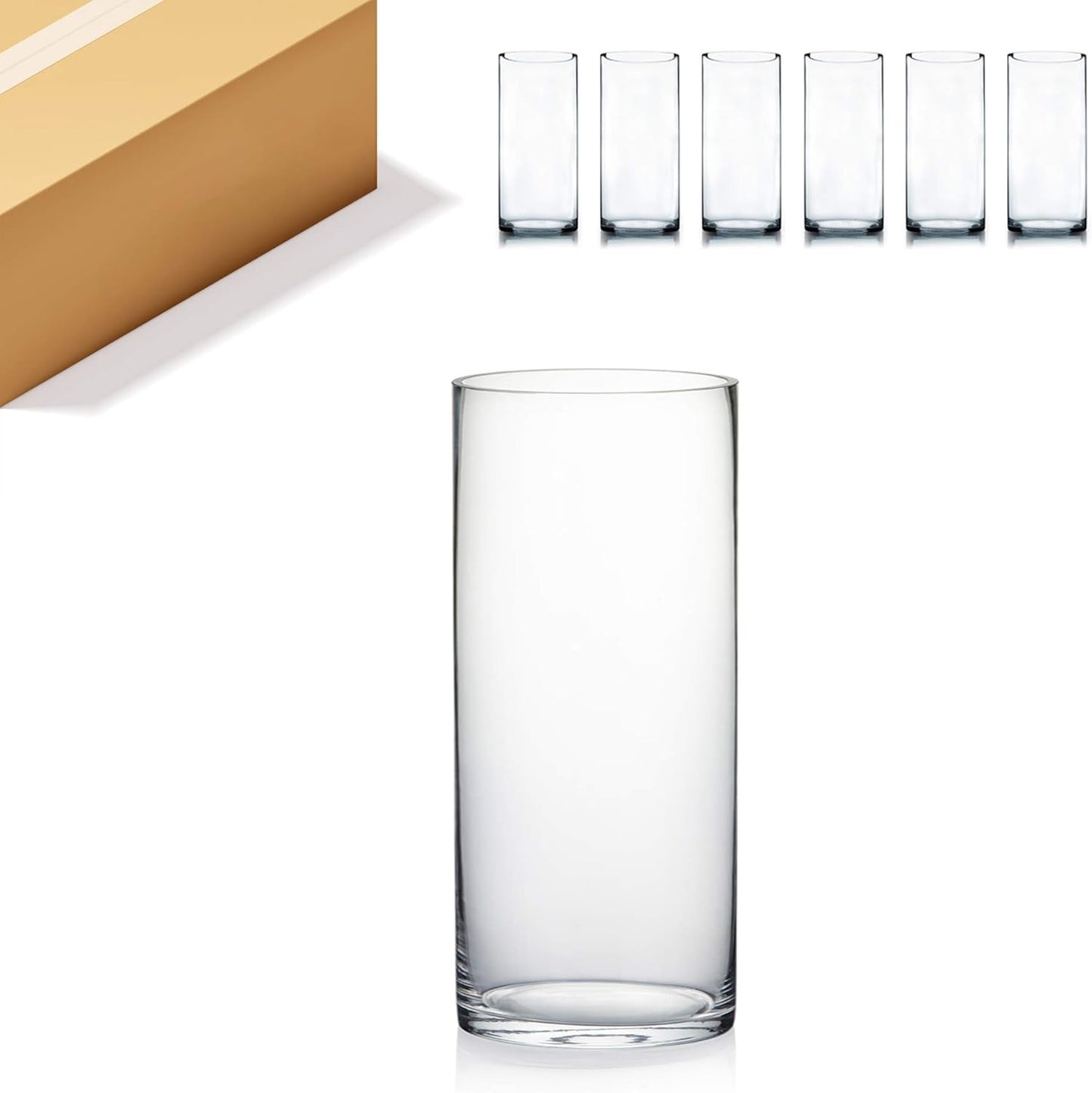 WGV Cylinder Vase Bulk for Weddings and Home Decor, 6 Pieces