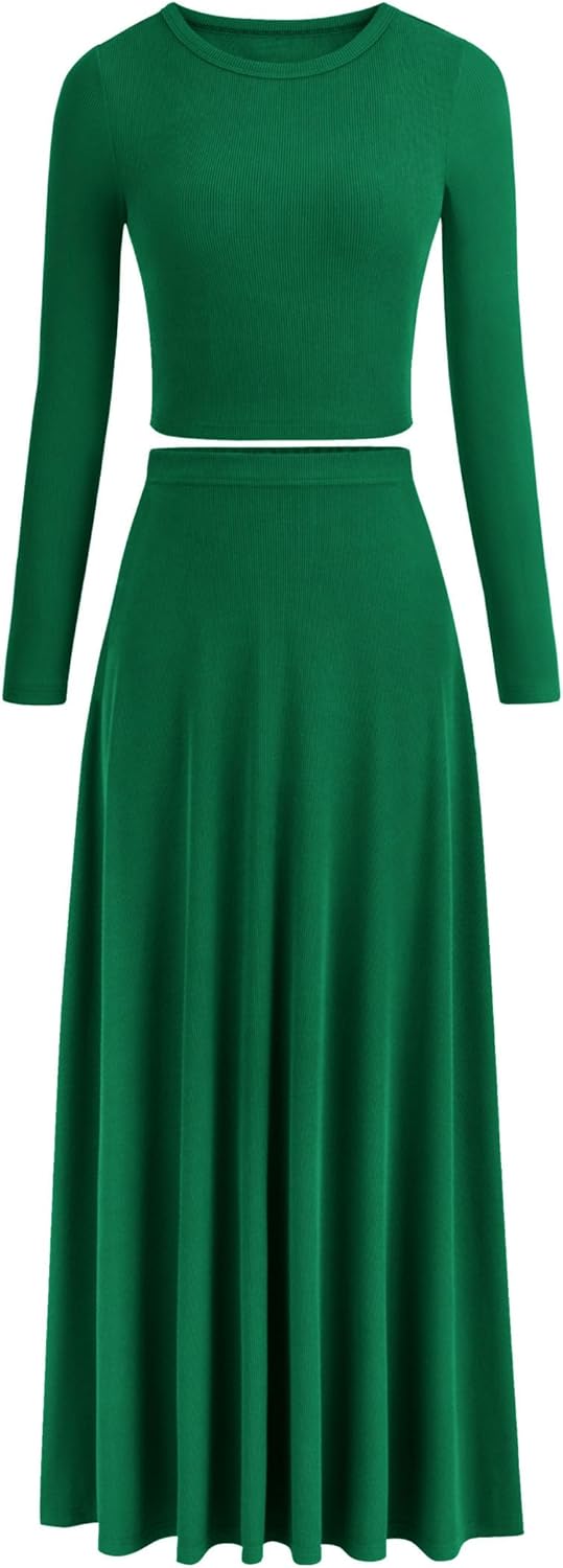 Stylish 2 Piece Outfits for Women - Ribbed Knit Maxi Skirts