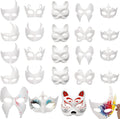 50PCS DIY Blank Masquerade Masks White Paper Mache Masks - 10 Styles
