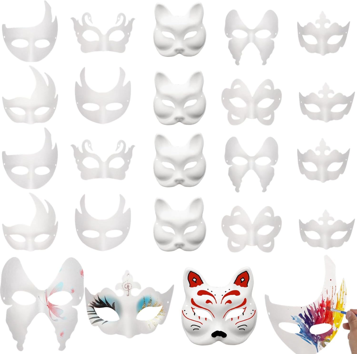 50PCS DIY Blank Masquerade Masks for Creative Halloween Fun