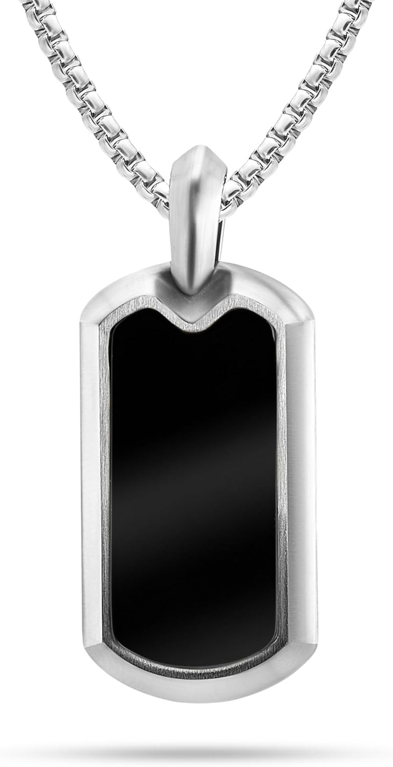RTZN Black Onyx Necklace for Men - Premium Dog Tag Pendant