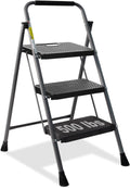 3 Step Ladder Folding Step Stool with Anti-Slip Wide Pedal - Sturdy