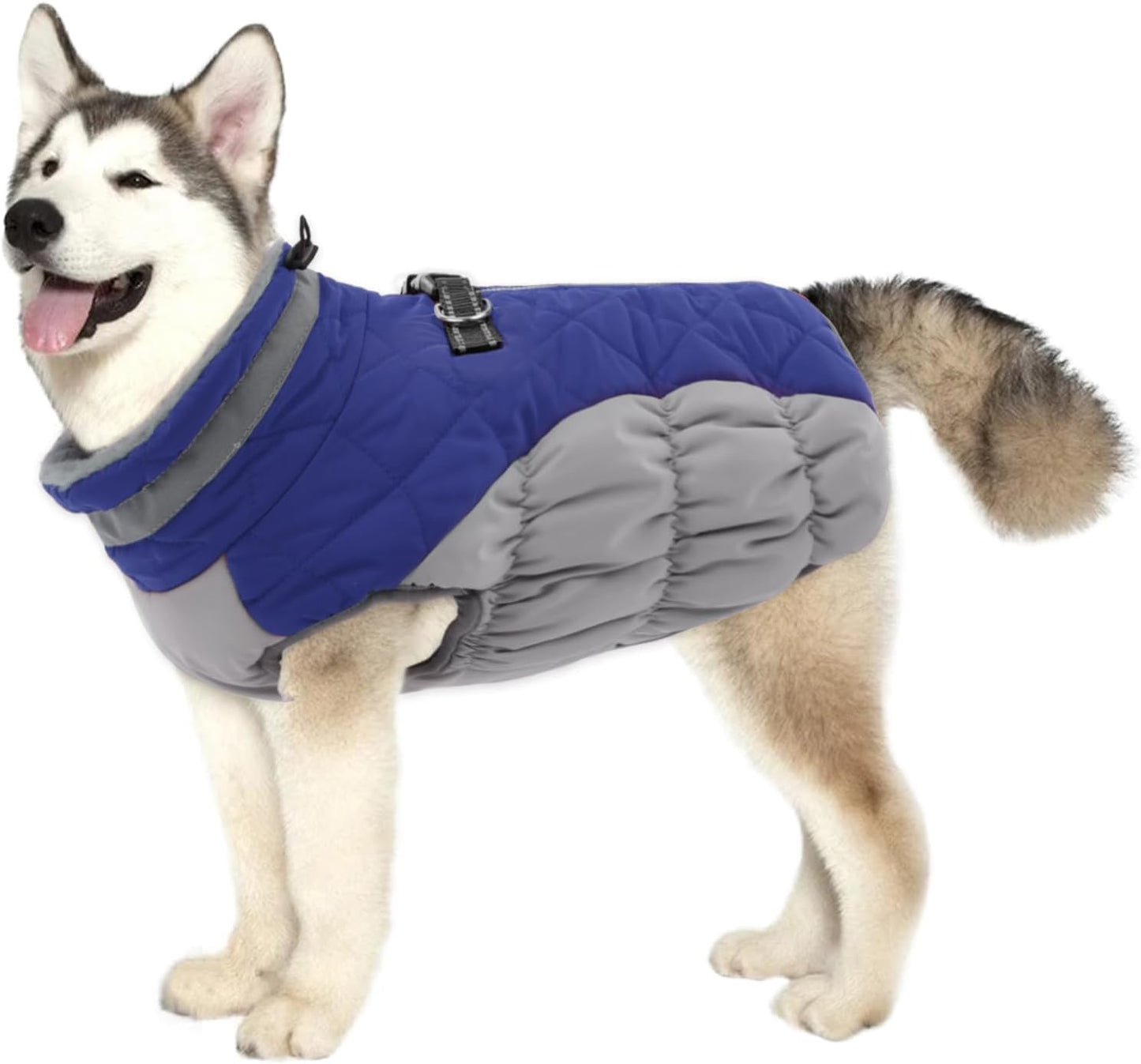 Warm Waterproof Dog Winter Coat with Harness for Large Dogs
