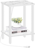 End Table with Charging Station and 2-Tier Shelf - Compact Nightstand