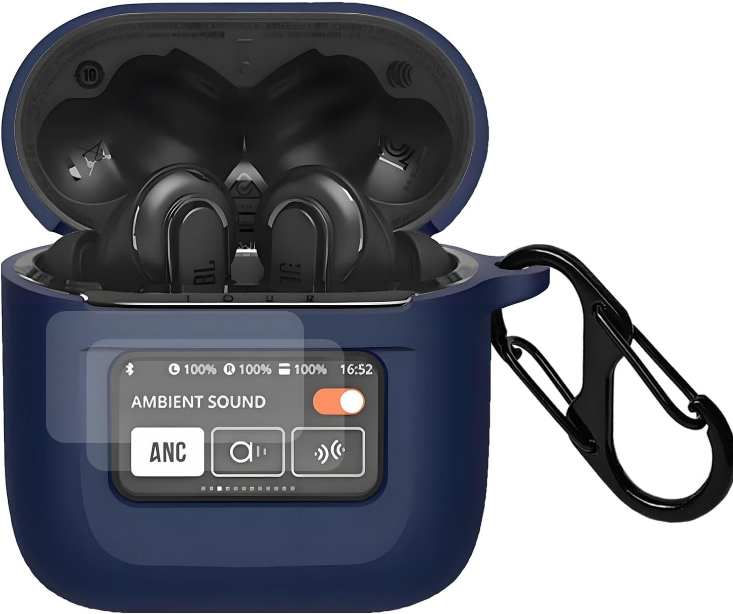Shockproof Navy Blue Cover for JBL Tour Pro 2 with Screen Protector