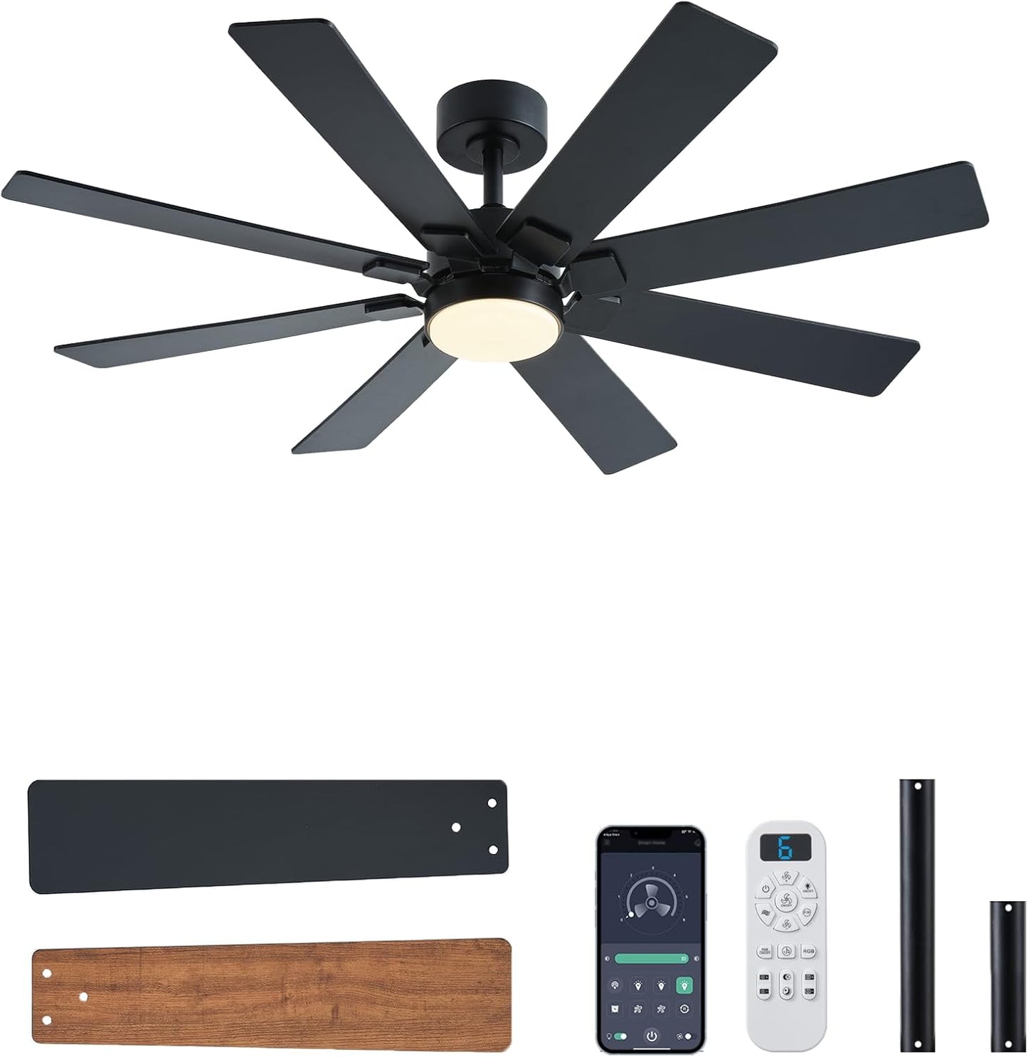 48 Inch Ceiling Fan with Lights and Remote Control for Home