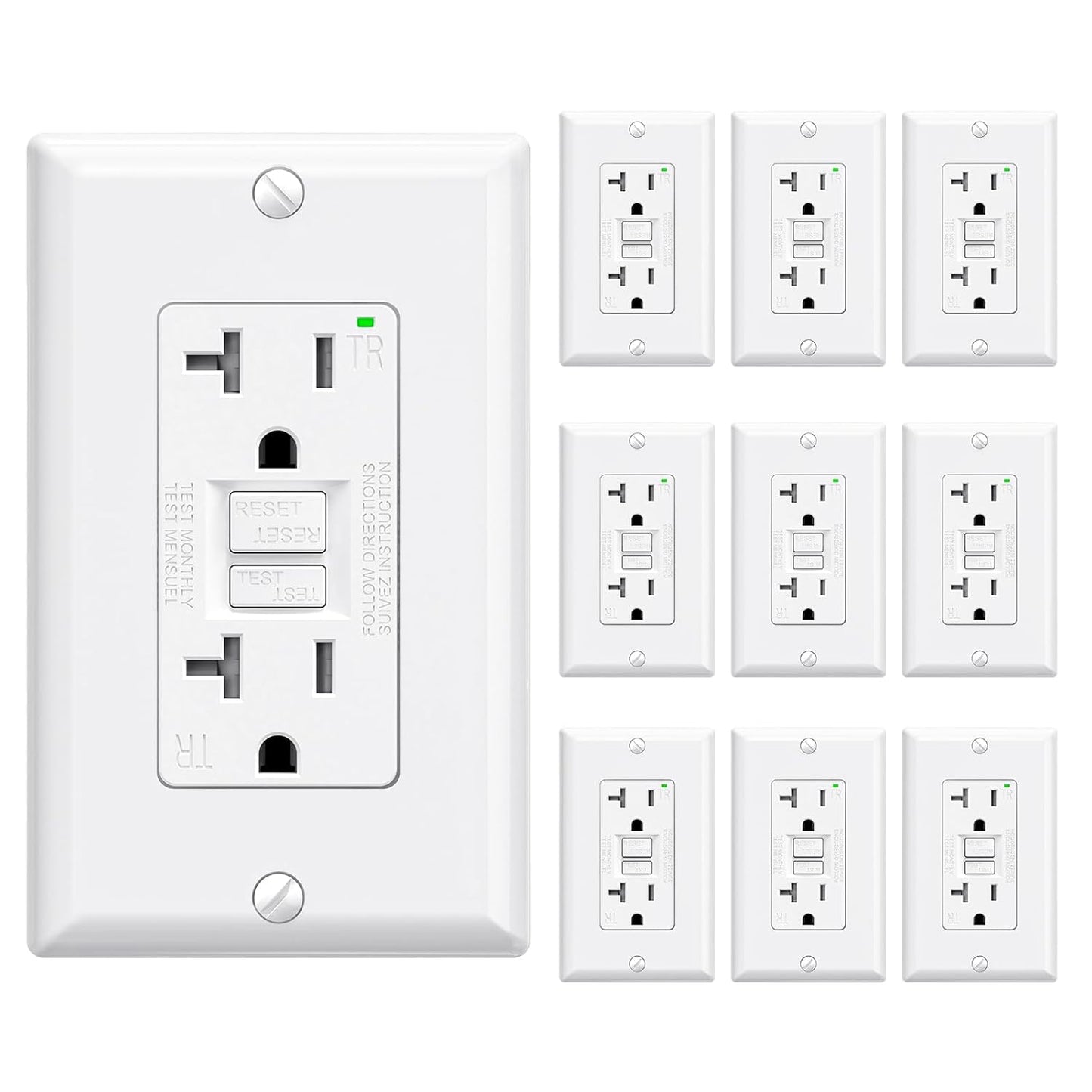 ELEGRP GFCI Outlet 20 Amp with Self-Test and Tamper Resistance