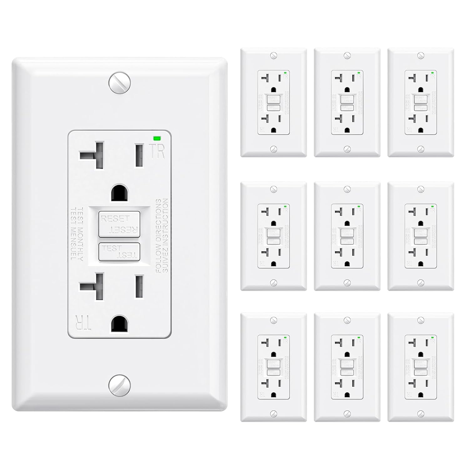 ELEGRP GFCI Outlet 20 Amp with Self-Test and Tamper Resistance