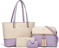 Women Synthetic Leather 4pcs Handbag Tote Set - Spacious Everyday Tote