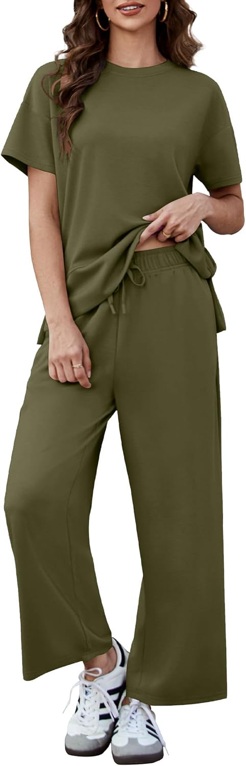 PINSPARK 2 Piece Matching Lounge Set for Women Summer Travel