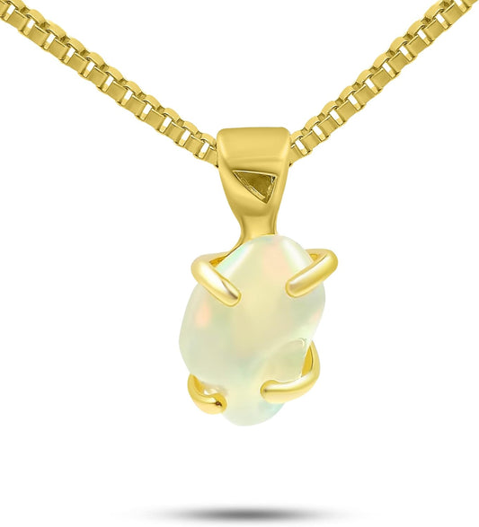 Genuine Raw Birthstone Pendant Chain Necklace for Him or Her