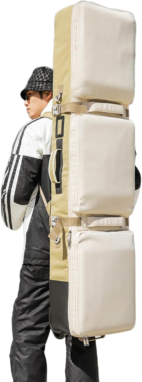 Double Ski Bag with Wheels, 3 Compartments for Easy Travel