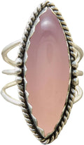 NKG Rose Quartz Marquise Sterling Silver Ring - Elegant Healing Gem