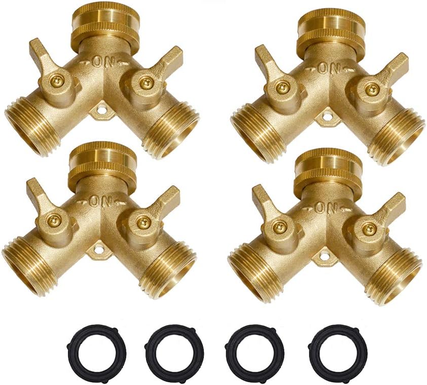 HQMPC Hose Y Splitter 3/4in GHT Garden Valve - Durable Brass Design