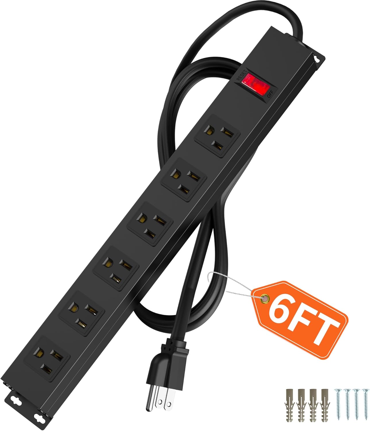 Premium 6-Outlet Metal Power Strip with Switch