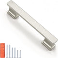 KNOBWELL 10 Pack Brushed Nickel Solid Cabinet Pulls 3-3/4 in CC