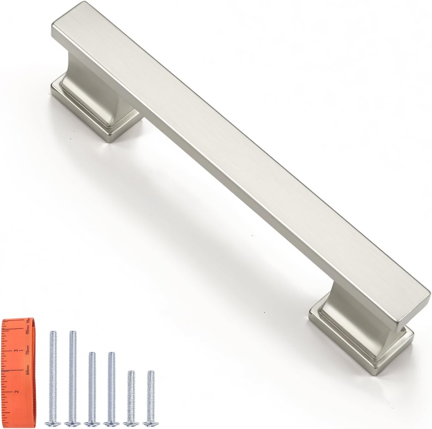 KNOBWELL 10 Pack Brushed Nickel Solid Cabinet Pulls for Kitchen