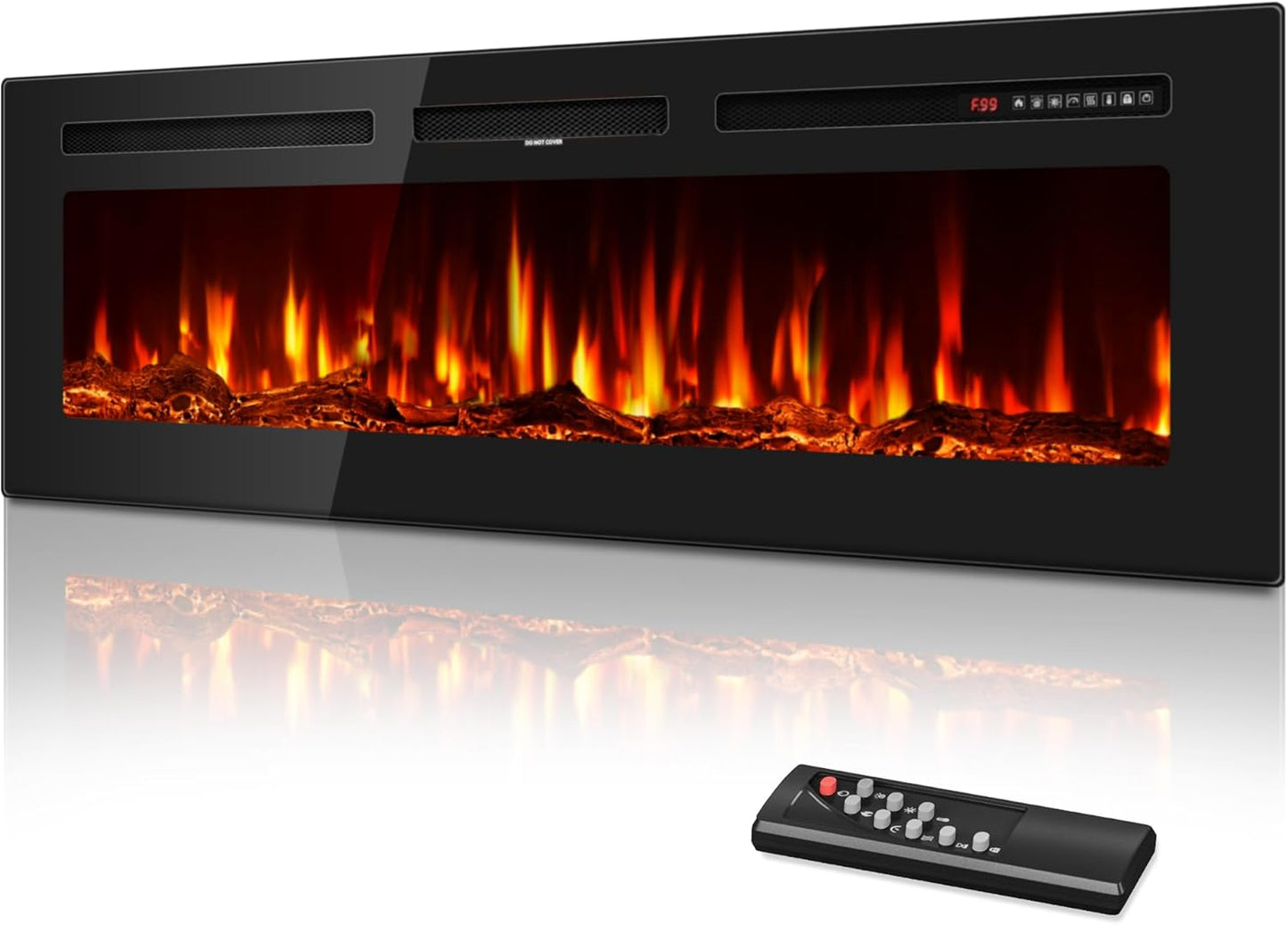 Ultra-Thin 60 Electric Fireplace: Realistic Flames, Quiet Operation