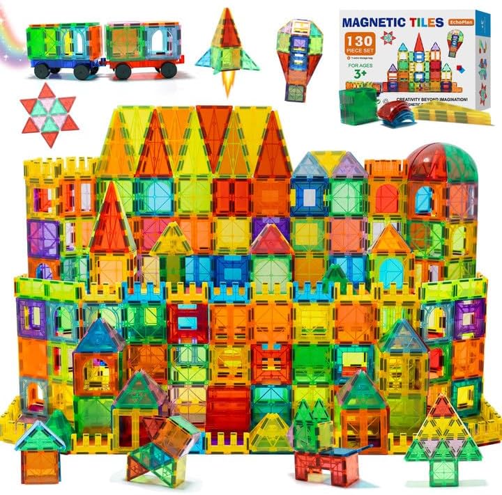 Magnetic 3D Building Blocks Set + 2 Cars