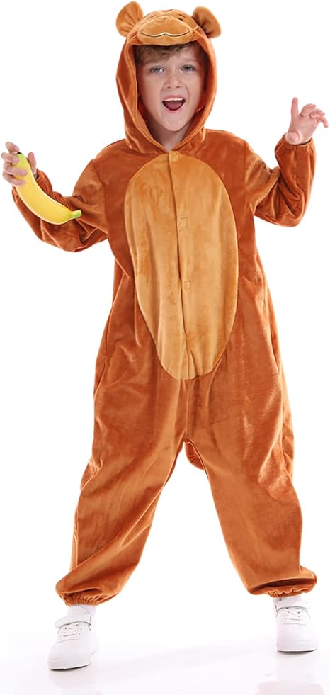 Unisex Animal Costume Kids Plush Hooded Pajamas for Fun