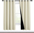 Beige Black Lined 2-Pack Blackout Curtains 46x72 in - Privacy & Noise