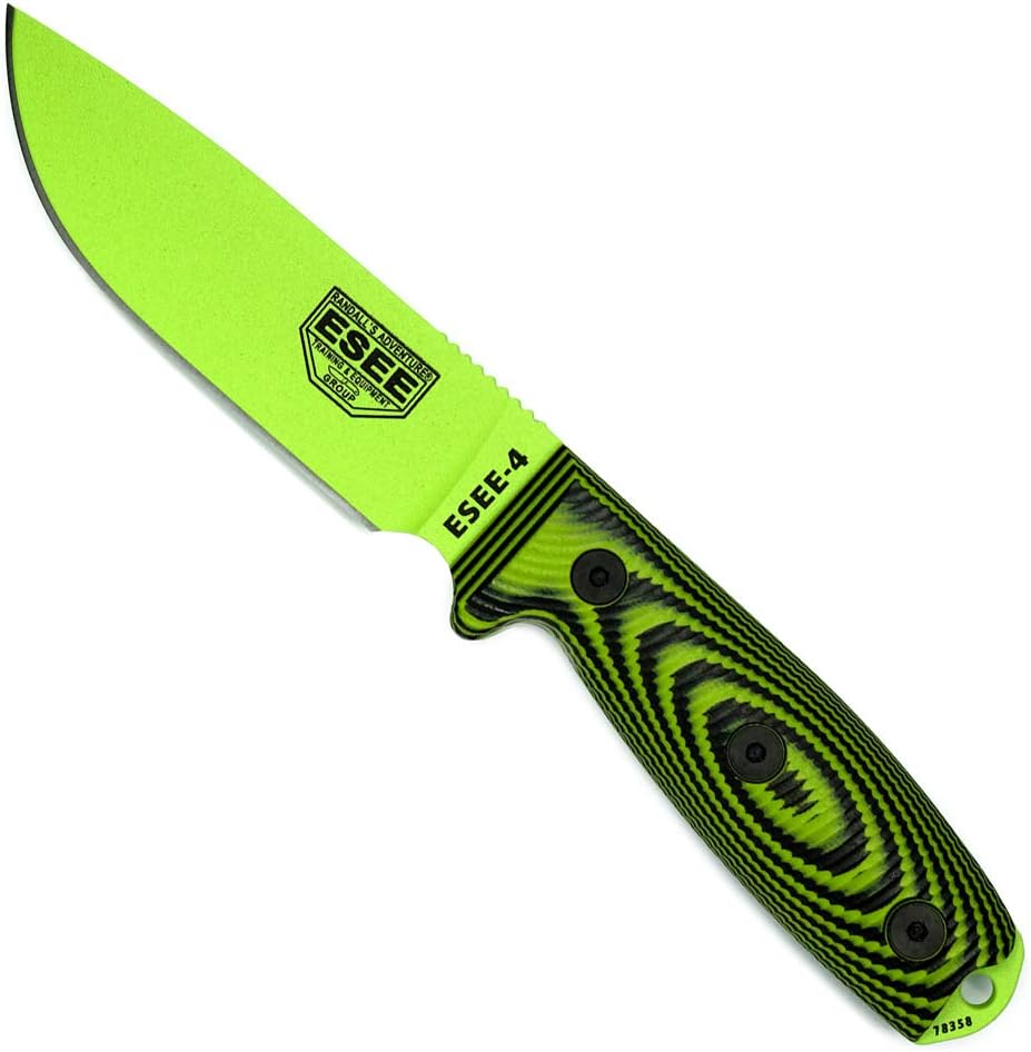 ESEE-4 1095 Carbon Steel Knife with Venom Green Blade